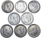 1902 - 1910 Shillings Lot (8 Coins) - Edward VII British Silver Coins