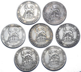 1902 - 1910 Shillings Lot (7 Coins) - Edward VII British Silver Coins