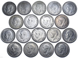 1920 - 1936 Better Grade British Silver Shillings Lot (18 Coins) - Date Run