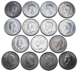 1937 - 1951 High Grade English Shillings Lot (15 Coins) - British Coins Silver