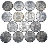 1937 - 1951 High Grade English Shillings Lot (15 Coins) - British Coins Silver