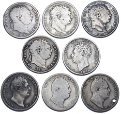 1816 - 1837 Sixpences Lot (8 Coins) - British Silver Coins - All Different