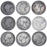 1838 - 1866 Sixpences Lot (9 Coins) - Victoria British Silver Coins