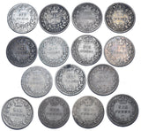 1871 - 1887 Sixpences Lot (15 Coins) - Victoria British Silver Coins