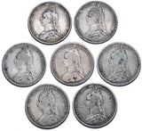 1887 - 1892 Sixpences Lot (7 Coins) - Victoria British Silver Coins - Date Run