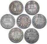 1887 - 1892 Sixpences Lot (7 Coins) - Victoria British Silver Coins - Date Run