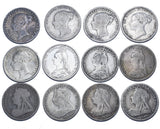 1859 - 1900 Sixpences Lot (12 Coins) - Victoria British Silver Coins