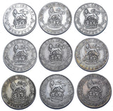 1911 - 1919 Sixpences Lot (9 Coins) - George V British Silver Coins - Date Run