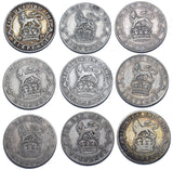1911 - 1919 Sixpences Lot (9 Coins) - George V British Silver Coins - Date Run