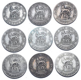 1911 - 1919 Sixpences Lot (9 Coins) - George V British Silver Coins - Date Run