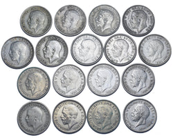 1920 - 1936 Better Grade British Silver Sixpences Lot (17 Coins) - Date Run