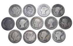 1836 - 1855 Groats Lot (13 Coins) - British Silver Coins - All Different