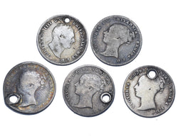 1834 - 1858 Threepences Lot (5 Coins) - Victoria British Silver Coins
