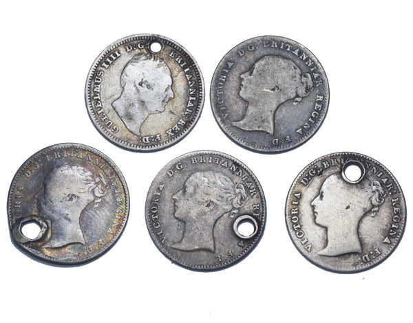 1834 - 1858 Threepences Lot (5 Coins) - Victoria British Silver Coins