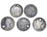 1834 - 1858 Threepences Lot (5 Coins) - Victoria British Silver Coins