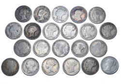 1860 - 1887 Threepences Lot (22 Coins) - Victoria British Silver Coins