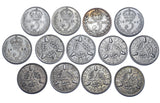 1920 - 1936 Better Grade British Silver Threepences Lot (13 Coins) -