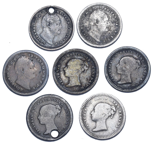 1834 - 1843 Threehalfpences Lot (7 Coins) - British Silver Coins