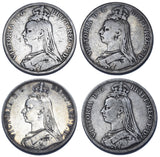 1889 Crowns Lot (4 Coins) - Victoria British Silver Coins