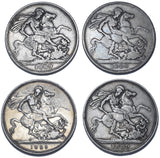 1889 Crowns Lot (4 Coins) - Victoria British Silver Coins