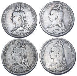 1889 - 1892 Crowns Lot (4 Coins) - Victoria British Silver Coins