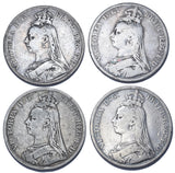 1889 - 1892 Crowns Lot (4 Coins) - Victoria British Silver Coins