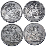 1889 - 1892 Crowns Lot (4 Coins) - Victoria British Silver Coins