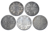1887 - 1890 Double Florins Lot (5 Coins) - Victoria British Silver Coins