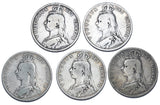 1887 - 1892 Halfcrowns Lot (5 Coins) - Victoria British Silver Coins