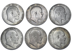 1902 - 1910 Halfcrowns Lot (6 Coins) - Edward VII British Silver Coins