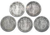 1906 - 1910 Halfcrowns Lot (5 Coins) - Edward VII British Silver Coins