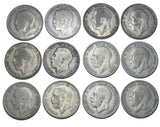 1925 & 1930 Rare Date Halfcrowns Lot (12 Coins) - George V British Silver Coins