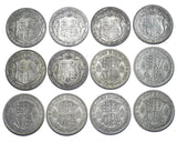 1925 & 1930 Rare Date Halfcrowns Lot (12 Coins) - George V British Silver Coins