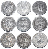 1893 - 1901 Florins Lot (9 Coins) - Victoria British Silver Coins - Date Run