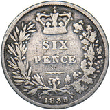 1835 Sixpence - William IV British Silver Coin