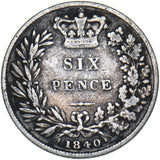 1840 Sixpence - Victoria British Silver Coin