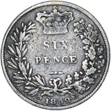 1852 Sixpence - Victoria British Silver Coin