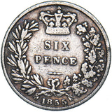 1855 Sixpence - Victoria British Silver Coin