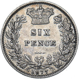 1877 Sixpence (Die no. 18) - Victoria British Silver Coin - Nice