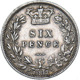 1887 Sixpence (Young Head) - Victoria British Silver Coin