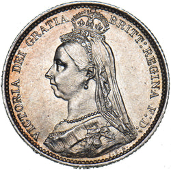 1888 Sixpence (Rev Knocks) - Victoria British Silver Coin - Nice