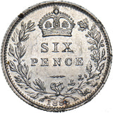 1888 Sixpence (Rev Knocks) - Victoria British Silver Coin - Nice