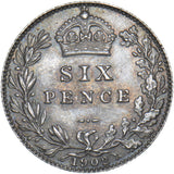 1902 Sixpence - Edward VII British Silver Coin - Superb