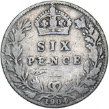 1904 Sixpence - Edward VII British Silver Coin