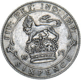 1917 Sixpence - George V British Silver Coin - Nice