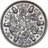 1936 Sixpence - George V British Silver Coin - Superb