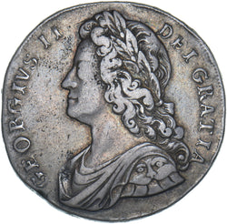 1732 Crown - George II British Silver Coin - Nice