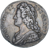 1732 Crown - George II British Silver Coin - Nice