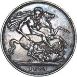 1887 Crown - Victoria British Silver Coin - Nice