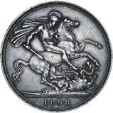 1898 LXII Crown - Victoria British Silver Coin - Nice